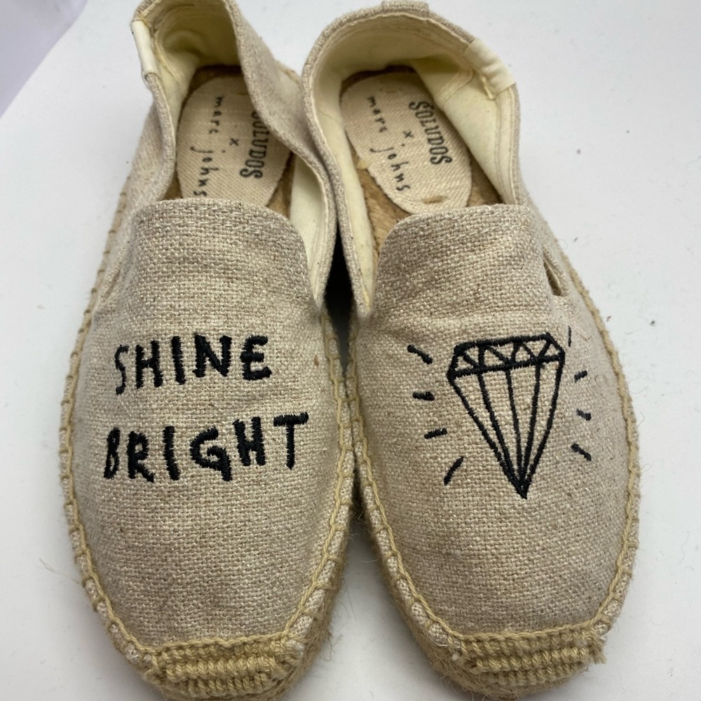 Soludos x‎ Marc John Beige Cream  Flat Slip-on  Espadrilles women’s size 5